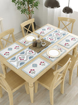 Handblock Printed Canvas Cotton Table Runner With Set Of 6 Mats