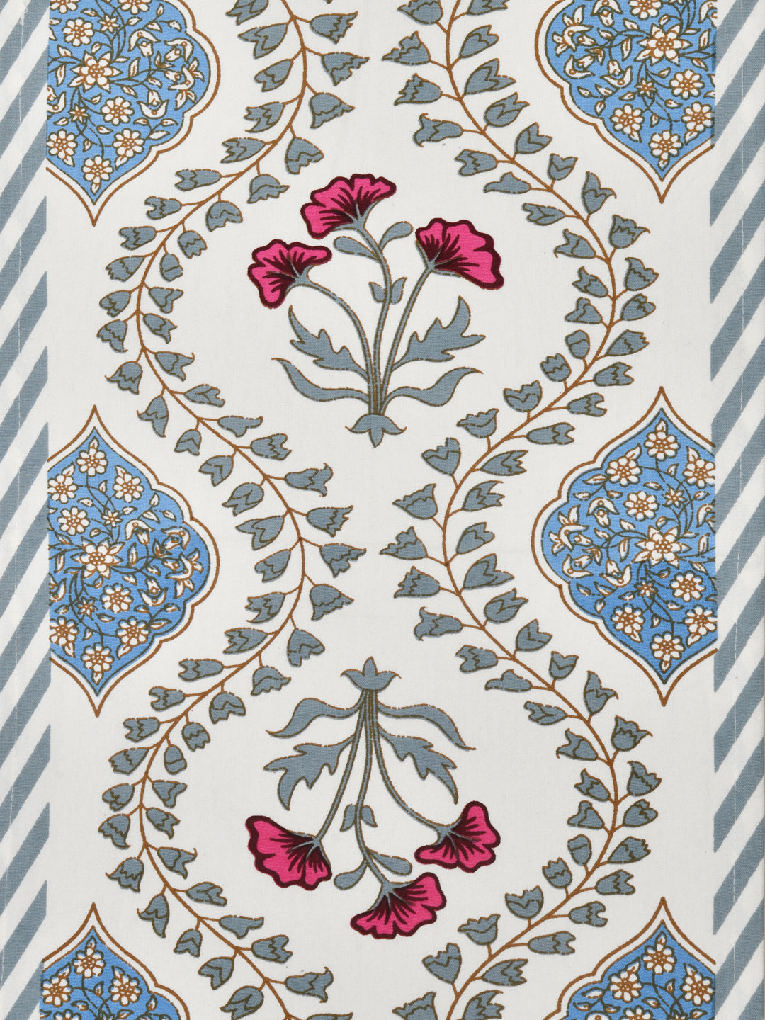 Handblock Printed Canvas Cotton Table Runner With Set Of 6 Mats