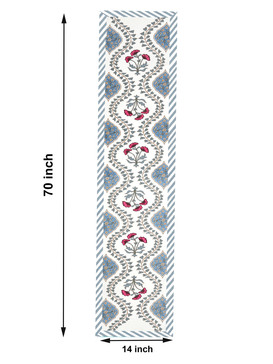 Handblock Printed Canvas Cotton Table Runner With Set Of 6 Mats