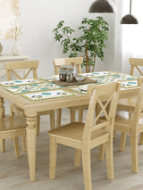 Handblock Printed Canvas Cotton Table Runner With Set Of 6 Mats