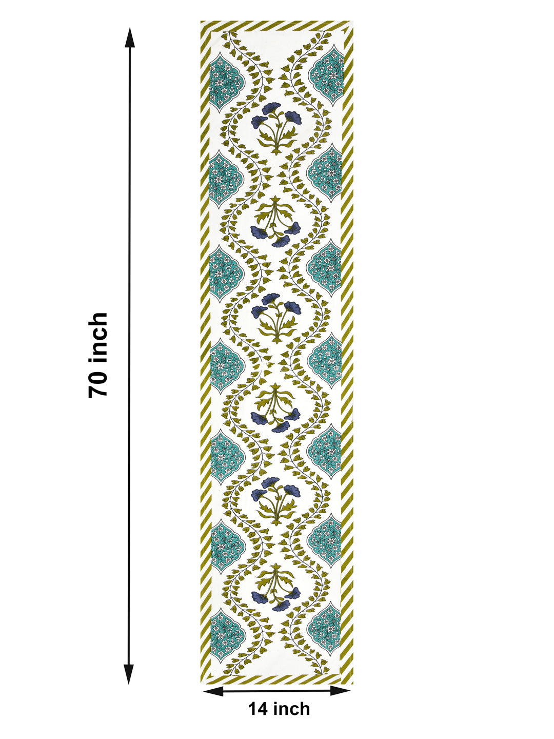 Gift Box with Handblock Printed Canvas Cotton Table Runner & Set Of 6 Mats