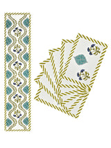 Gift Box with Handblock Printed Canvas Cotton Table Runner & Set Of 6 Mats