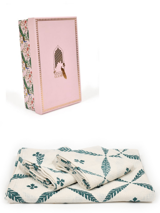 Gift Set - Handblock Printed Towels - 1 Bath + 2 Hand Towels
