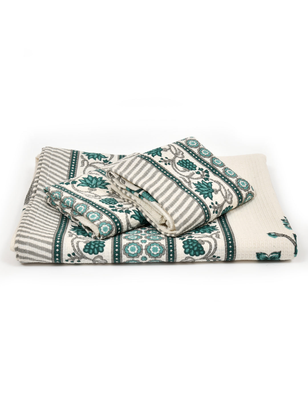 Gift Set - Handblock Printed Towels - 1 Bath + 2 Hand Towels