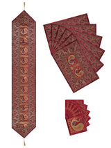 Gift Box with Banarasi Zari Table Runner, Set Of 6 Mats, 6 coaster