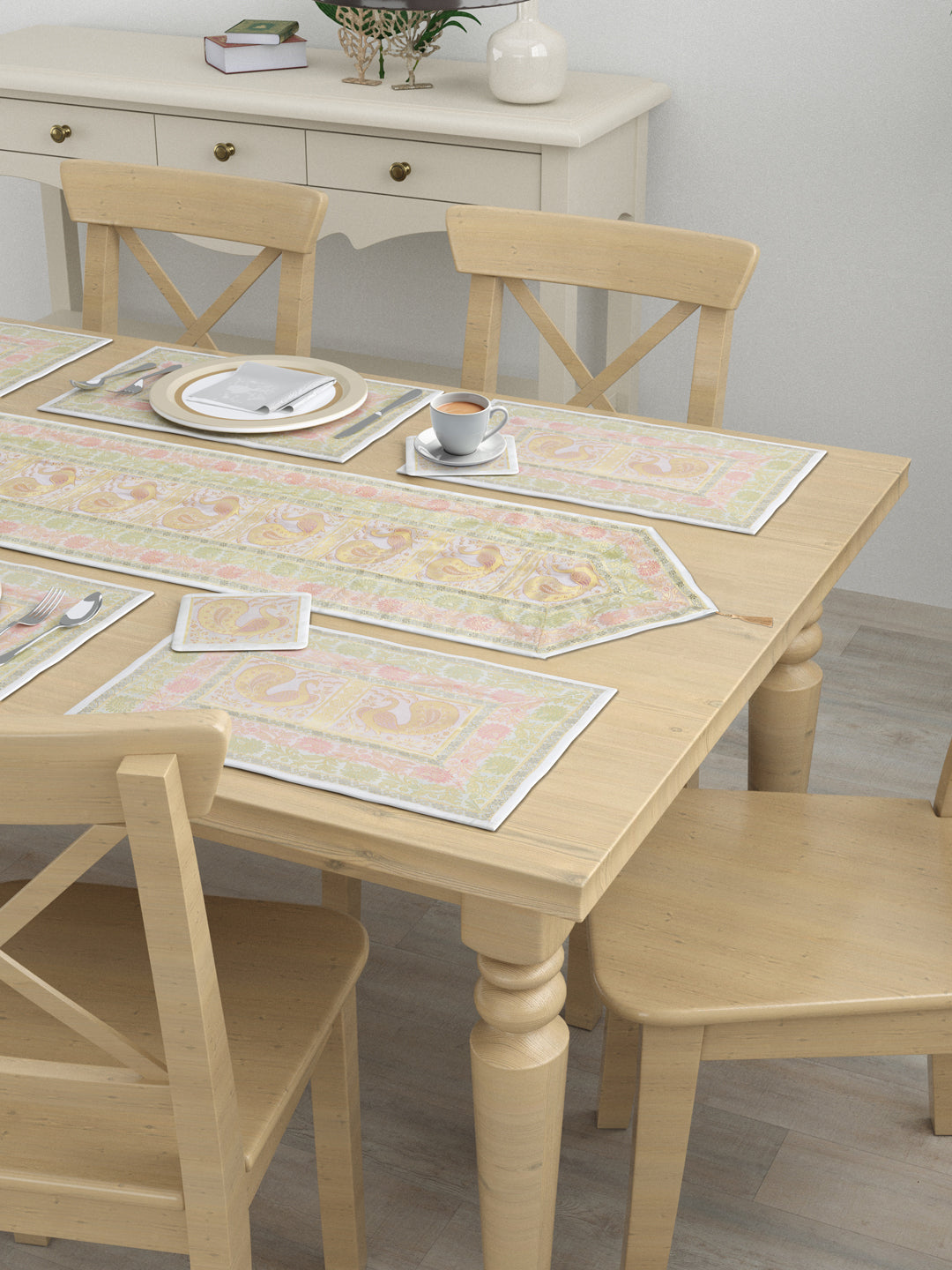 Banarasi Table Set with 1 Runner, 6 mats and 6 coasters