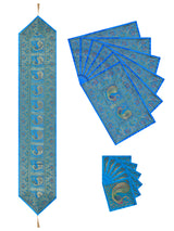 Gift Box with Banarasi Table Set with 1 Runner, 6 mats and 6 coasters
