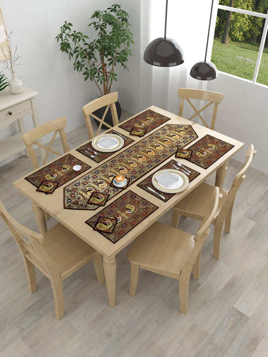 Banarasi Table Set with 1 Runner, 6 mats and 6 coasters