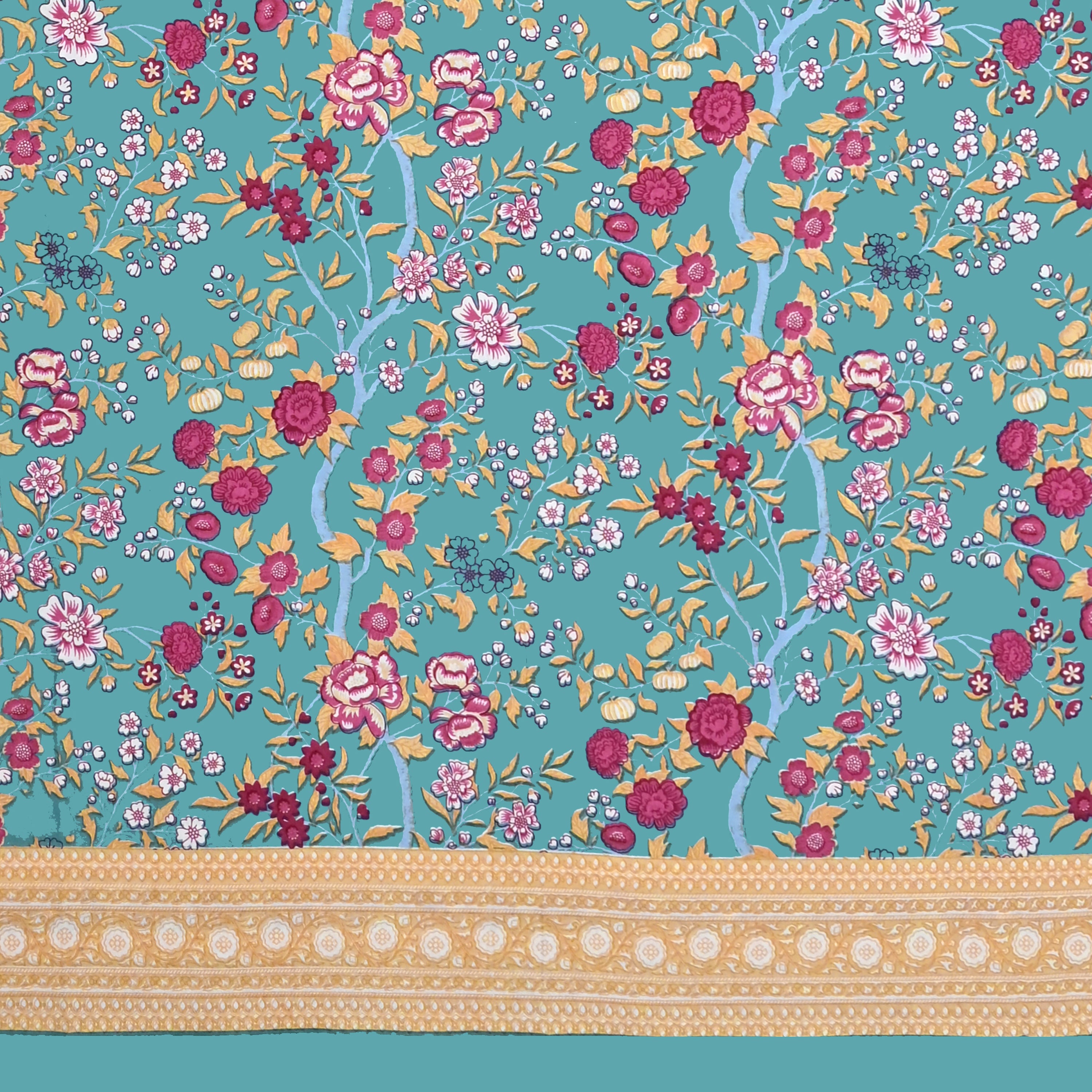 Diwali Gift Box | 1 Double Bedsheet, 1 Pair Door Hanging, 1 Metal Urli, 2 Laddoo Candles