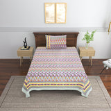 Cotton Floral Print Single bedsheet with 1 Pillow Cover