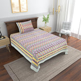 Cotton Floral Print Single bedsheet with 1 Pillow Cover