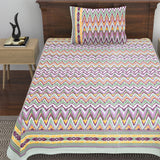 Cotton Floral Print Single bedsheet with 1 Pillow Cover
