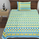 Cotton Floral Print Single bedsheet with 1 Pillow Cover