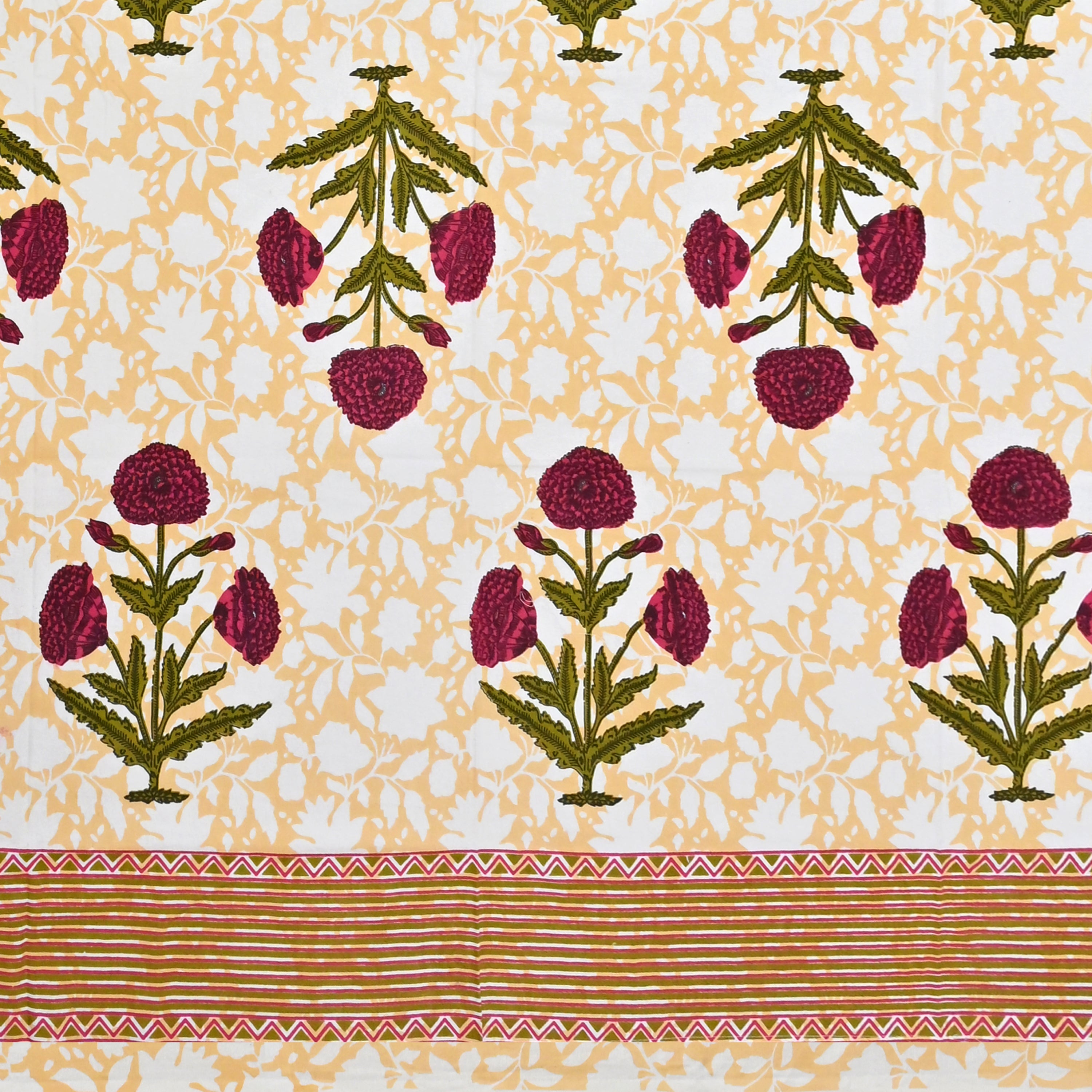 Cotton Floral Print Single bedsheet with 1 Pillow Cover