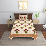 Cotton Floral Print Single bedsheet with 1 Pillow Cover