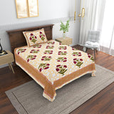 Cotton Floral Print Single bedsheet with 1 Pillow Cover