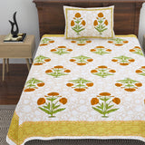 Cotton Floral Print Single bedsheet with 1 Pillow Cover