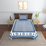 Cotton Floral Print Single bedsheet with 1 Pillow Cover