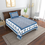 Cotton Floral Print Single bedsheet with 1 Pillow Cover