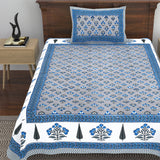 Cotton Floral Print Single bedsheet with 1 Pillow Cover