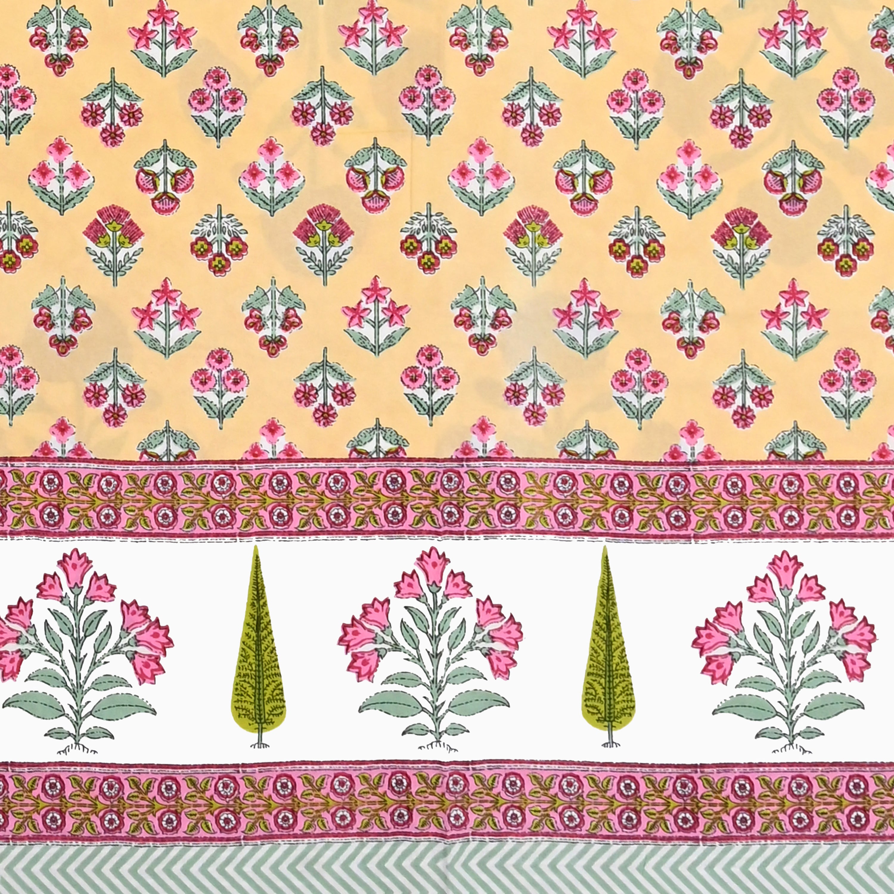 Cotton Floral Print Single bedsheet with 1 Pillow Cover
