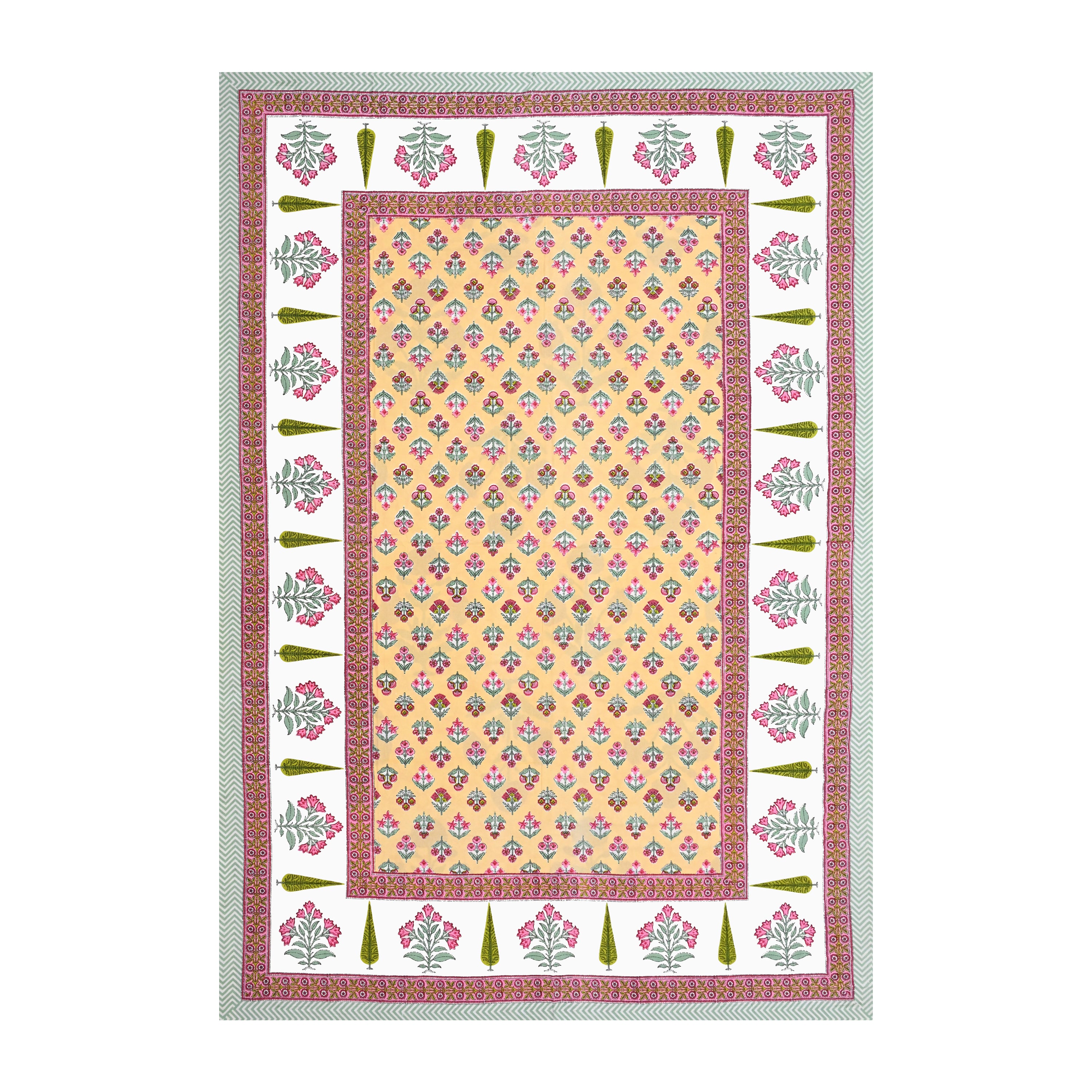 Cotton Floral Print Single bedsheet with 1 Pillow Cover