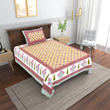 Cotton Floral Print Single bedsheet with 1 Pillow Cover