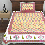 Cotton Floral Print Single bedsheet with 1 Pillow Cover