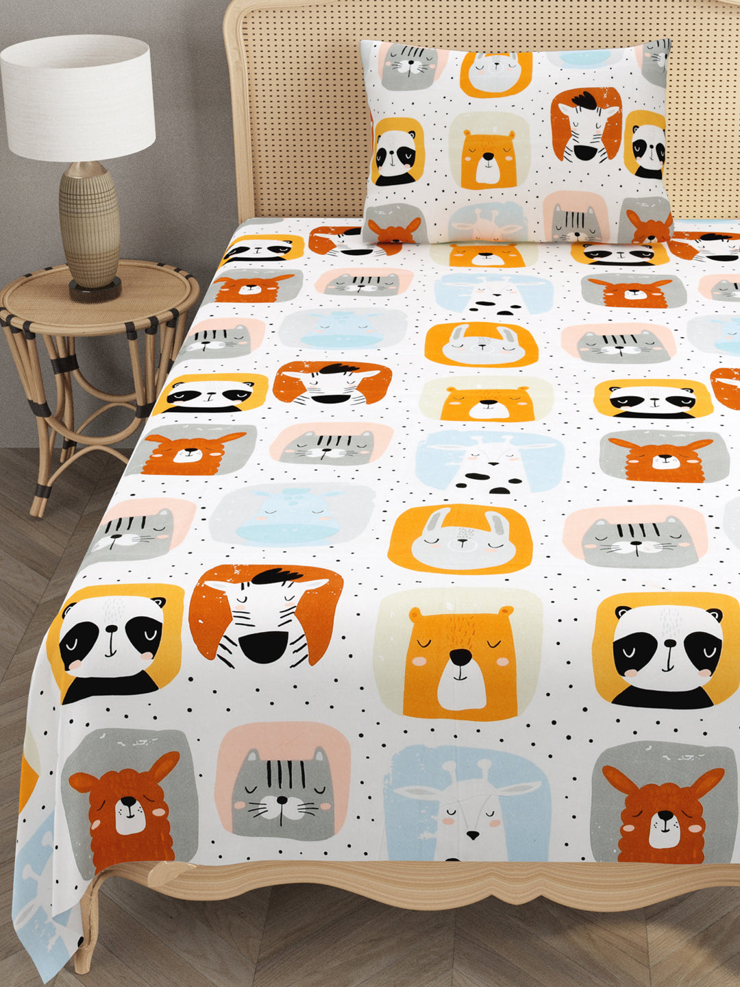 Polycotton Kids Print Single bedsheet with 1 Pillow Cover