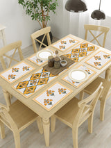Handblock Printed Canvas Cotton Table Runner With Set Of 6 Mats