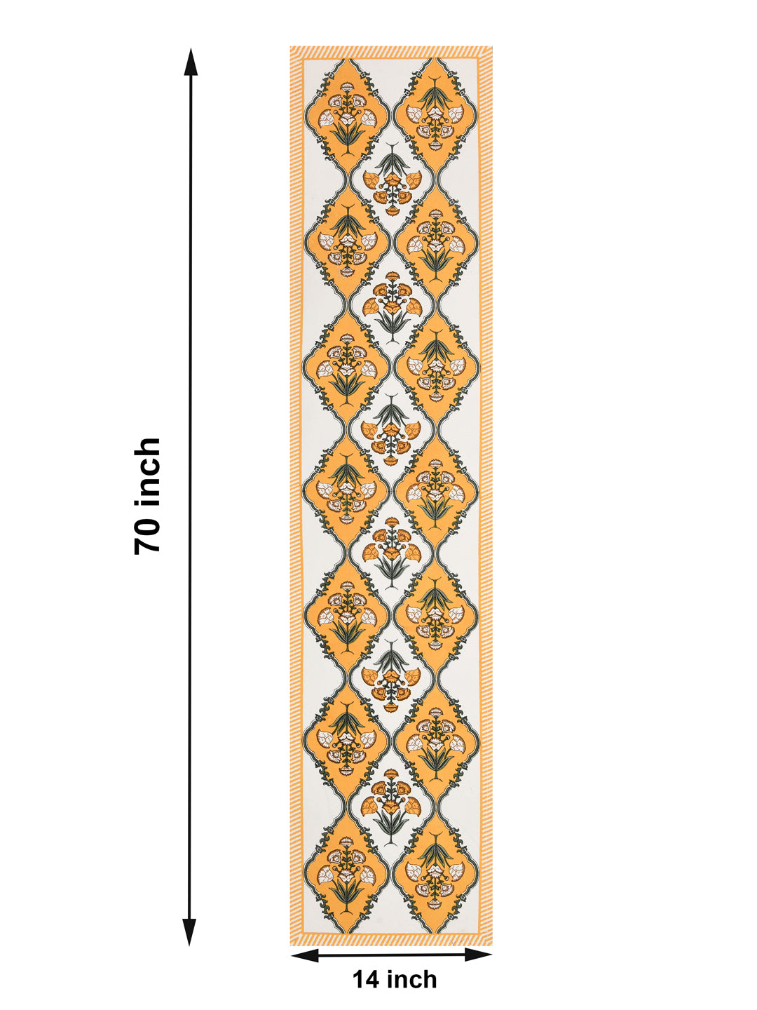 Handblock Printed Canvas Cotton Table Runner With Set Of 6 Mats