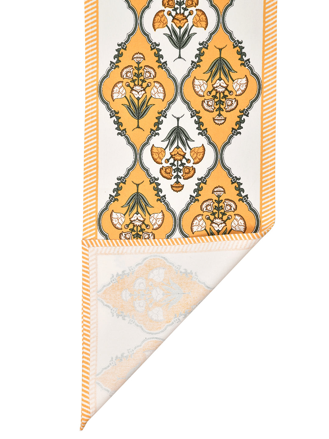Handblock Printed Canvas Cotton Table Runner With Set Of 6 Mats