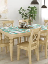 Handblock Printed Canvas Cotton Table Runner With Set Of 6 Mats