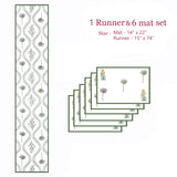 Handblock Printed Canvas Cotton Table Runner With Set Of 6 Mats
