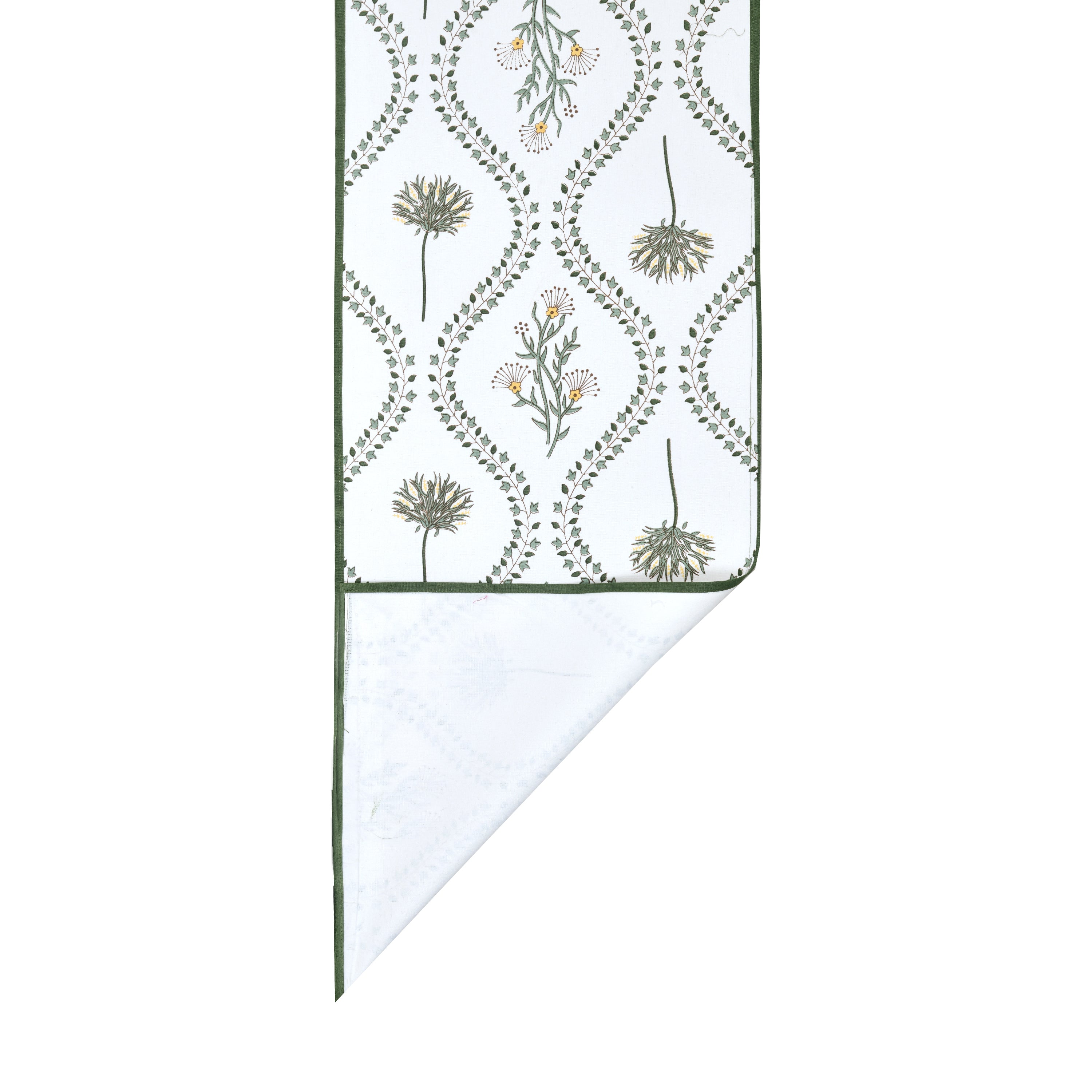 Handblock Printed Canvas Cotton Table Runner With Set Of 6 Mats