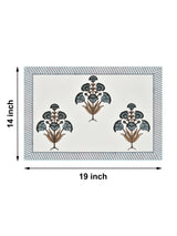Handblock Printed Canvas Cotton Table Runner With Set Of 6 Mats