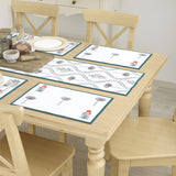 Handblock Printed Canvas Cotton Table Runner With Set Of 6 Mats