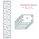 Diwali Gift Box with Handblock Printed Canvas Cotton Table Runner & Set Of 6 Mats, 2 laddoo candles