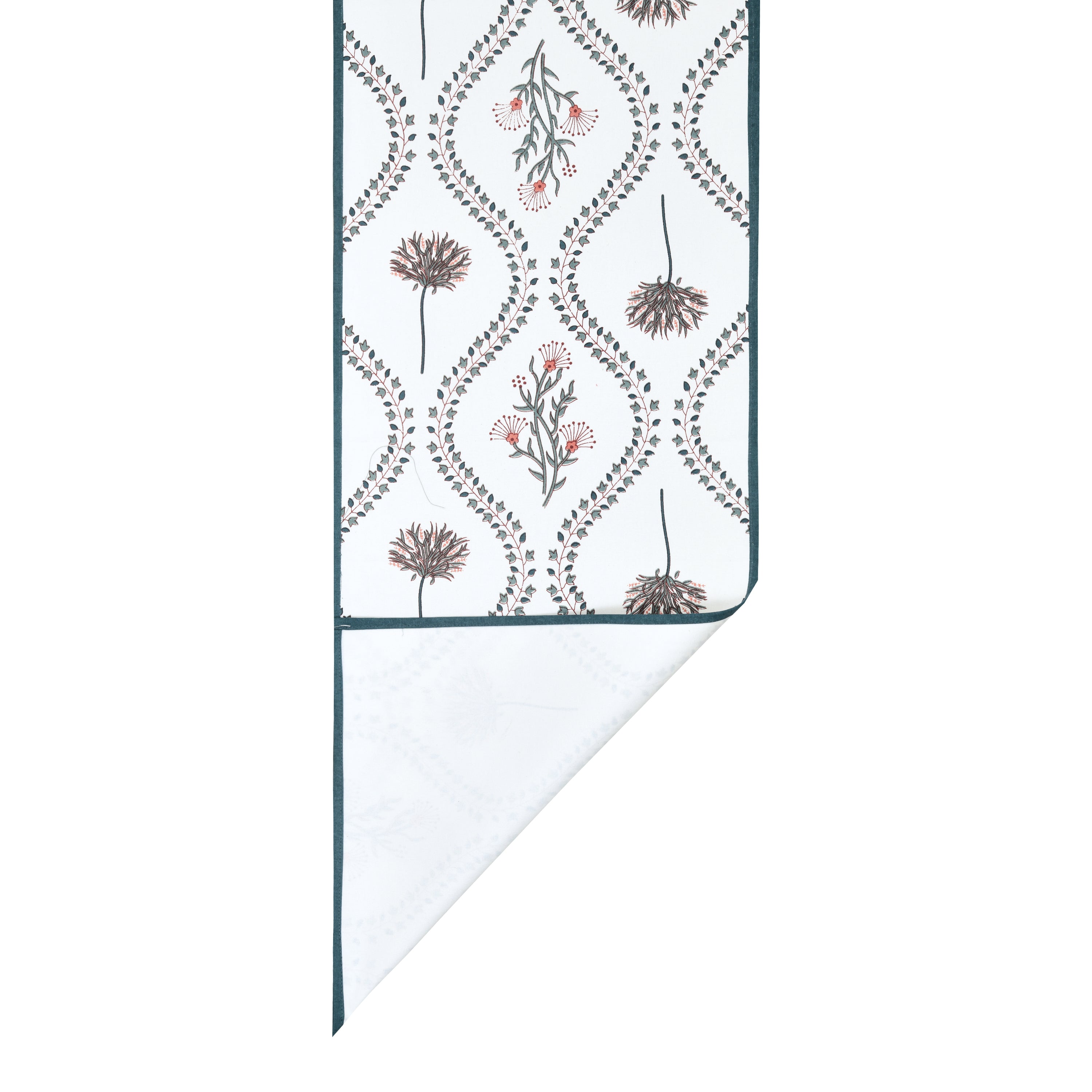 Handblock Printed Canvas Cotton Table Runner With Set Of 6 Mats