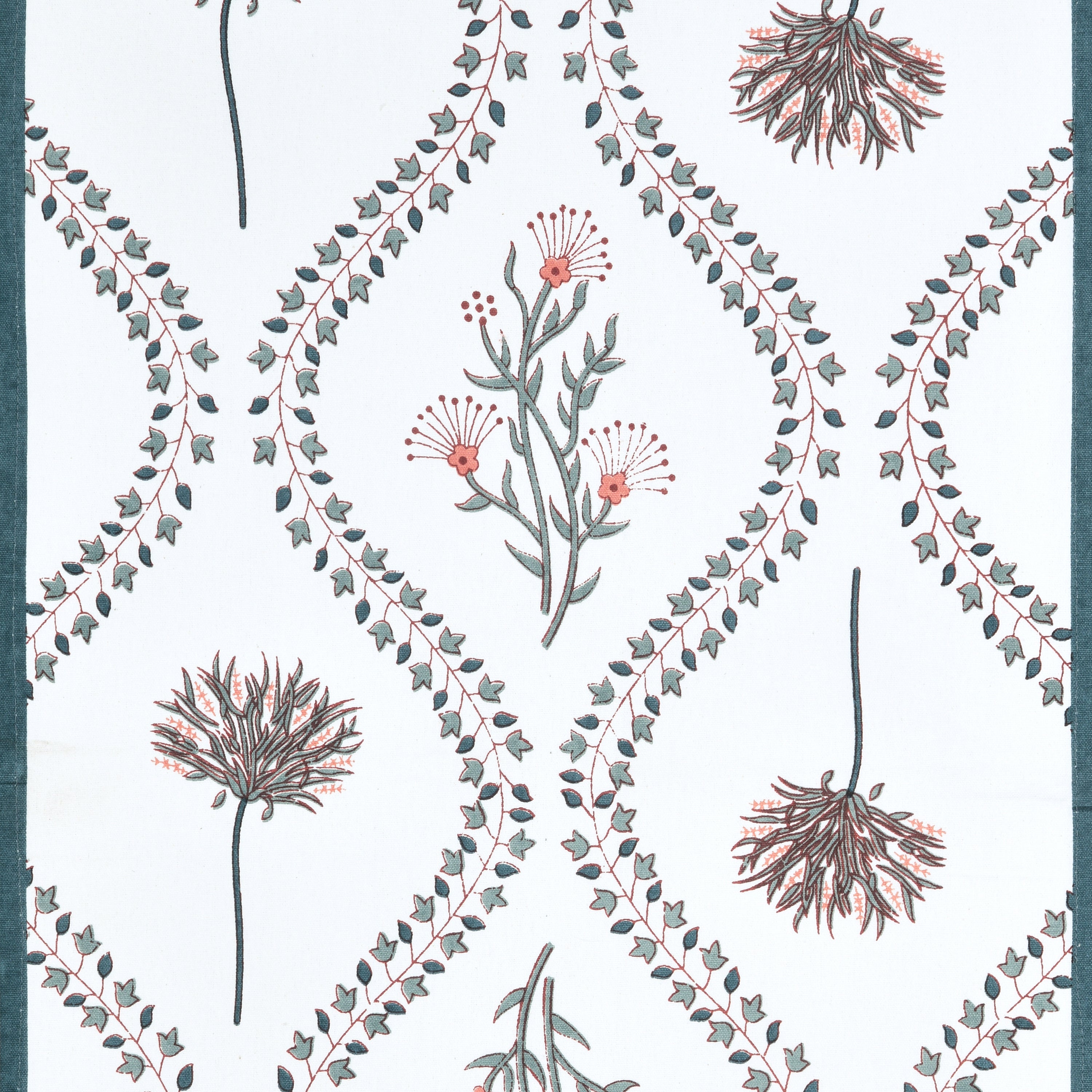 Handblock Printed Canvas Cotton Table Runner With Set Of 6 Mats