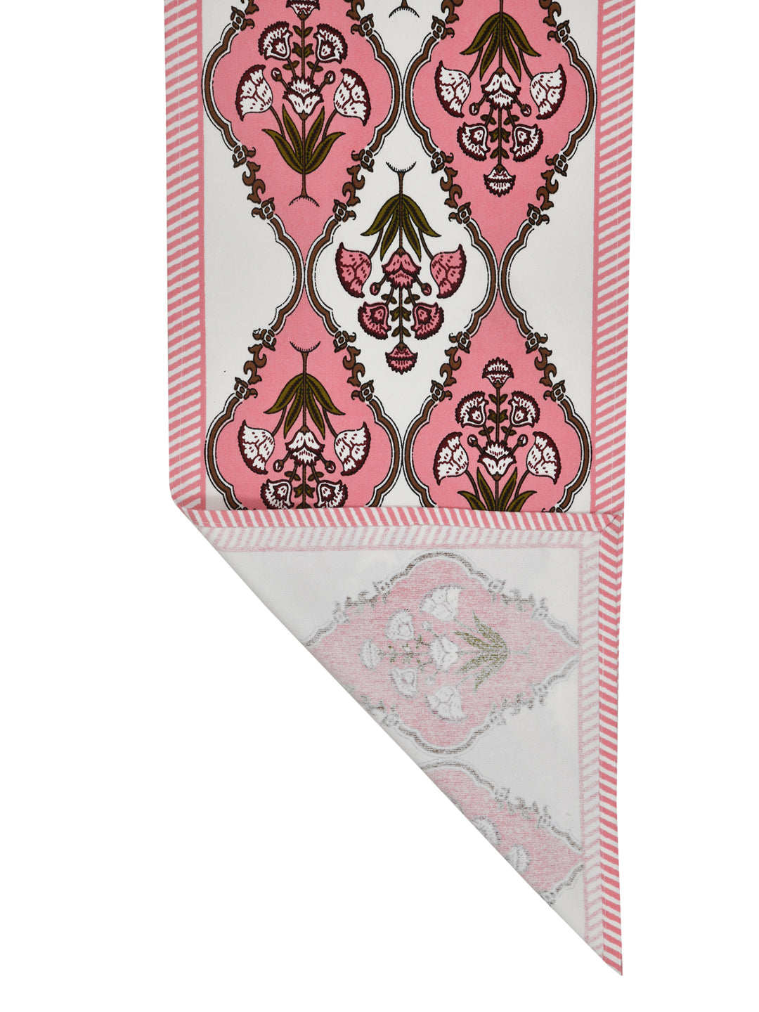 Handblock Printed Canvas Cotton Table Runner With Set Of 6 Mats