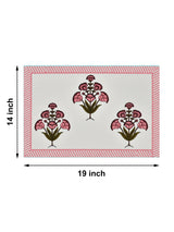 Handblock Printed Canvas Cotton Table Runner With Set Of 6 Mats