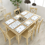 Handblock Printed Canvas Cotton Table Runner With Set Of 6 Mats