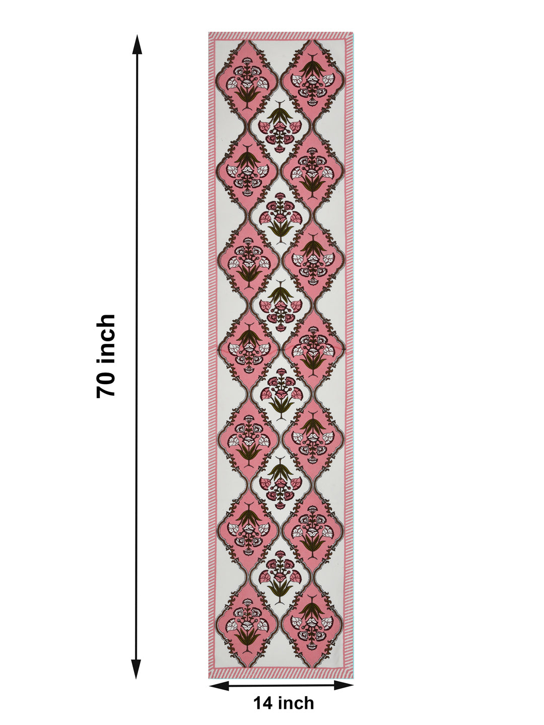Handblock Printed Canvas Cotton Table Runner With Set Of 6 Mats