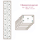 Diwali Gift Box with Handblock Printed Canvas Cotton Table Runner & Set Of 6 Mats, 2 laddoo candles