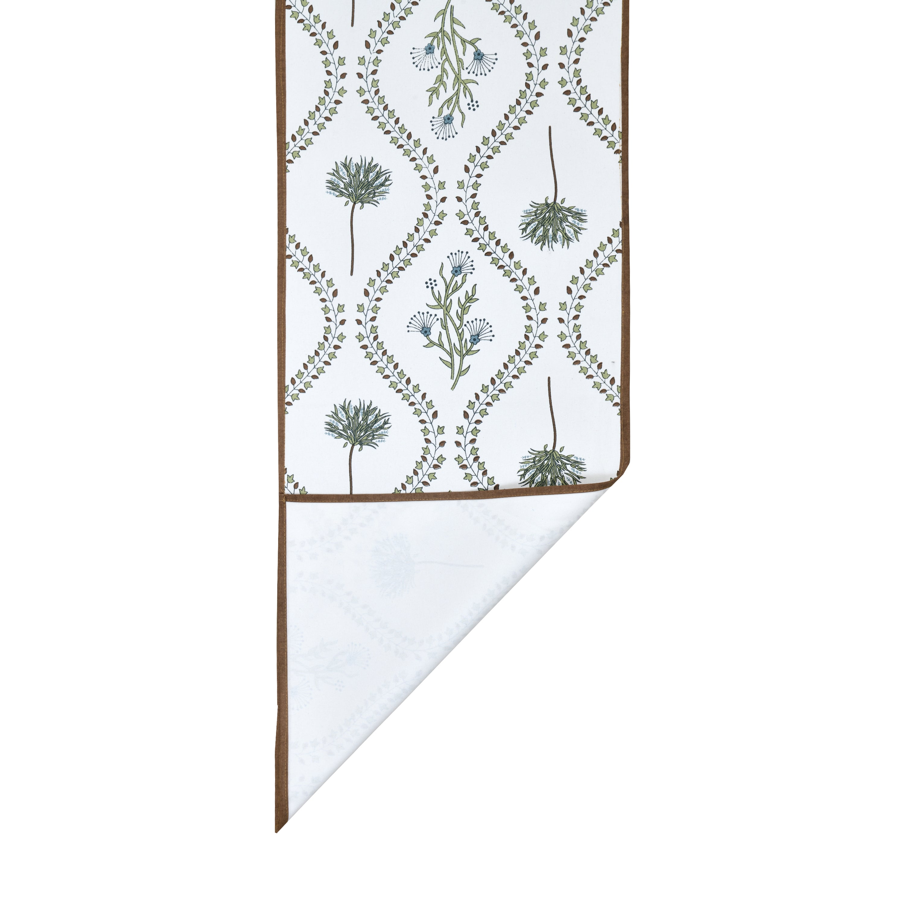 Handblock Printed Canvas Cotton Table Runner With Set Of 6 Mats