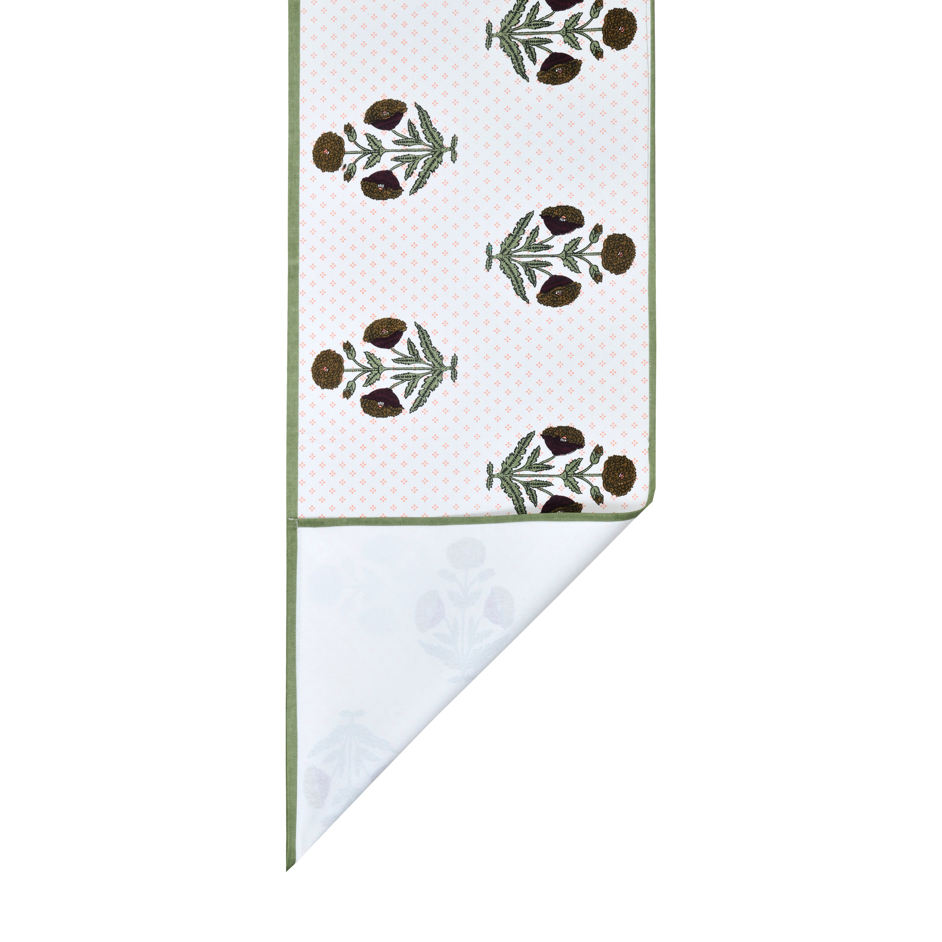Handblock Printed Canvas Cotton Table Runner With Set Of 6 Mats