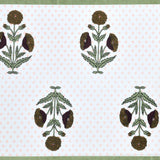 Handblock Printed Canvas Cotton Table Runner With Set Of 6 Mats