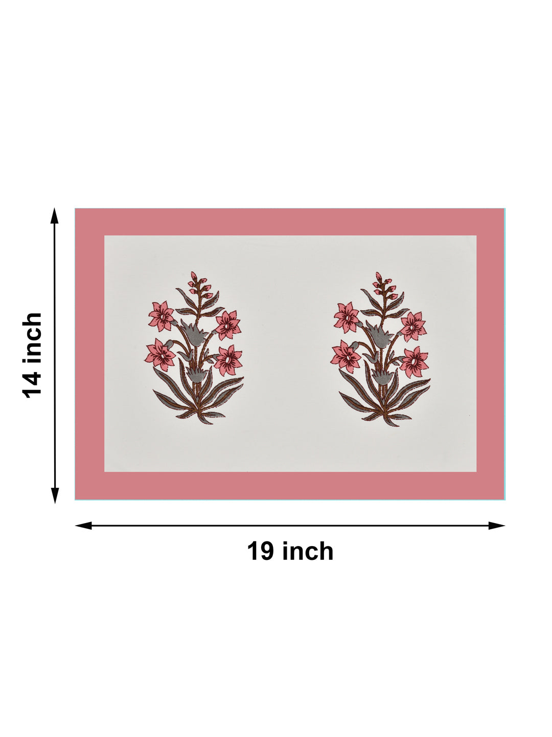 Handblock Printed Canvas Cotton Table Runner With Set Of 6 Mats