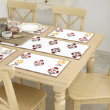 Diwali Gift Box with Handblock Printed Canvas Cotton Table Runner & Set Of 6 Mats, 2 laddoo candles